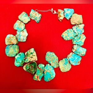Vintage Jasper Lucas Lameth 925 Sterling Silver, Turquoise Jasper, Necklace 19”